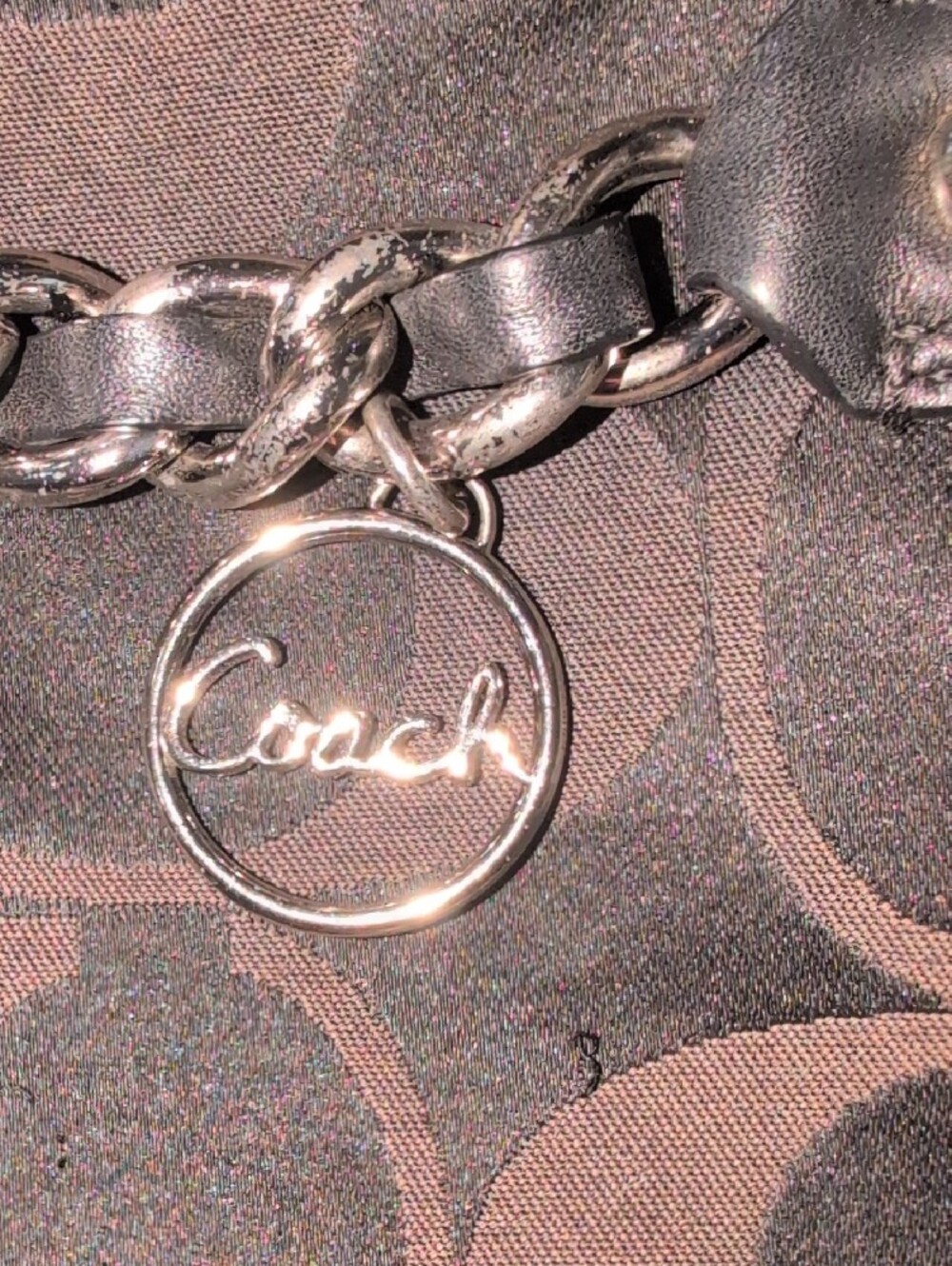 Coach Canvas Leather With Coach Circle Chain - F19730 Vintage - Picture 2 of 14